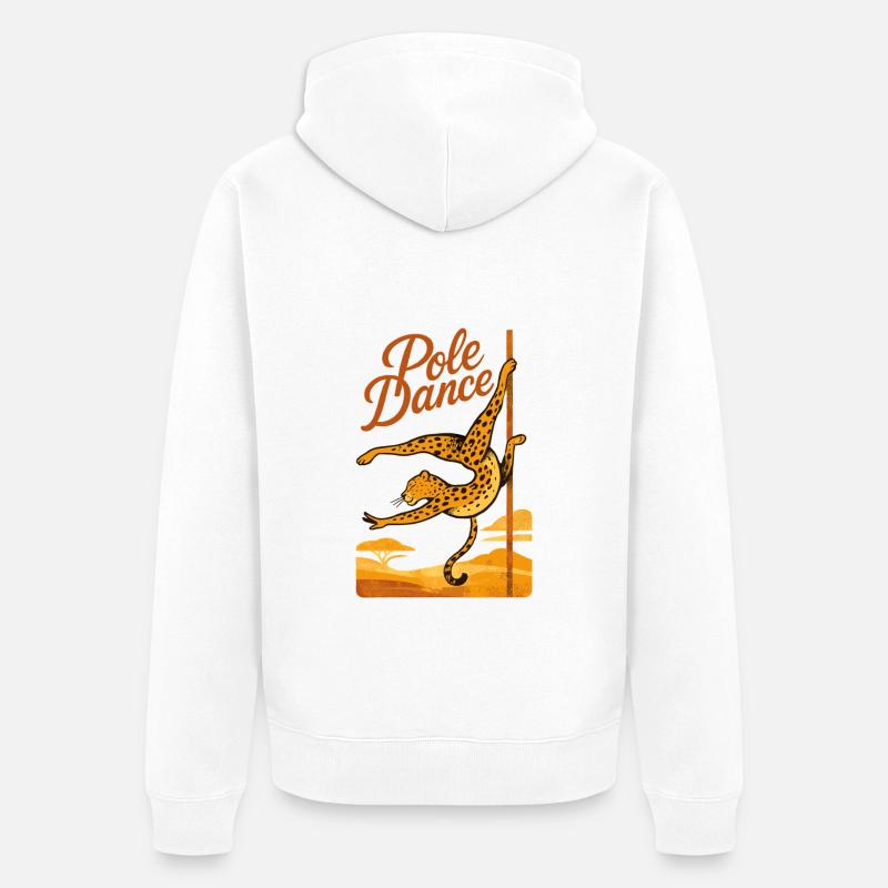 Pole Dance Leopardin Poledancerin Geschenk - Unisex Premium Bio Zip Hoodie - Weiß