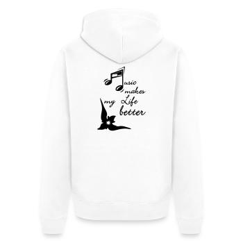 Music makes my Life better Musique cadeau - Veste à capuche bio Premium Unisexe - blanc - Dos - Thijin (182cm)