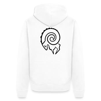 Aries - Unisex Premium Organic Zip Hoodie - white - Back - Thijin (182cm)