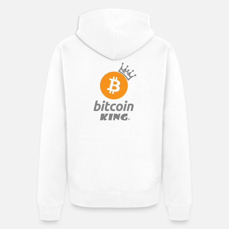 Bitcoin King Crown Logo Tee - Veste à capuche bio Premium Unisexe - blanc