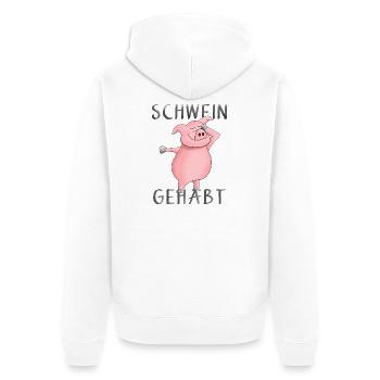 Porc - chance - porte bonheur - Veste à capuche bio Premium Unisexe - blanc - Dos - Thijin (182cm)