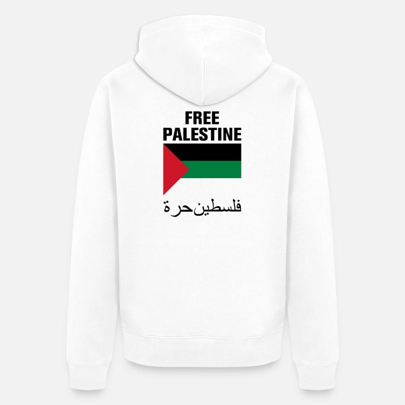 Palestine libre avec le drapeau - Veste à capuche bio Premium Unisexe - blanc