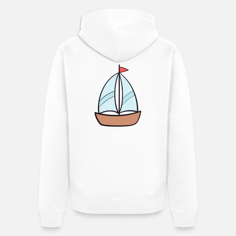 Boot Schiff Segelschiff - Unisex Premium Bio Zip Hoodie - Weiß