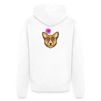 Geometrischer Hund mit Herz - Unisex Premium Bio Zip Hoodie - Weiß - Hinten - Thijin (182cm)