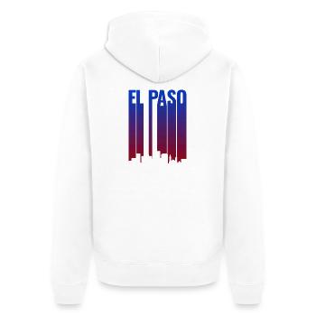 El Paso Skyline Gradient - Unisex Premium Bio Zip Hoodie - Weiß - Hinten - Thijin (182cm)