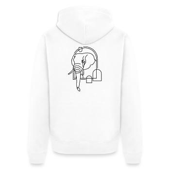 Elefant in geometrischer Form - Line-Art-Design - Unisex Premium Bio Zip Hoodie - Weiß - Hinten - Thijin (182cm)