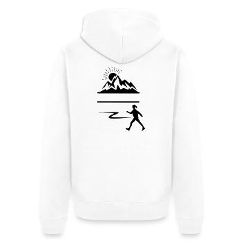 Wandererin Berge Banner - Unisex Premium Bio Zip Hoodie - Weiß - Hinten - Thijin (182cm)