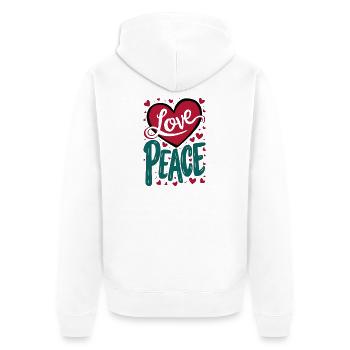 Liebe und Frieden Herz Design - Unisex Premium Bio Zip Hoodie - Weiß - Hinten - Thijin (182cm)