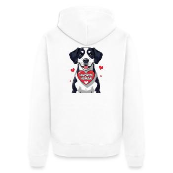 Dog with Heart Favorite Person Message - Unisex Premium Organic Zip Hoodie - white - Back - Thijin (182cm)