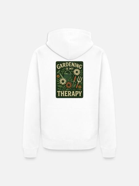 Gartenarbeit ist meine Therapie Blumendesign - Unisex Premium Bio Zip Hoodie - Weiß