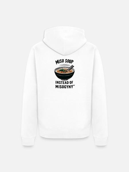 Miso Suppe statt Misogynie - Unisex Premium Bio Zip Hoodie - Weiß