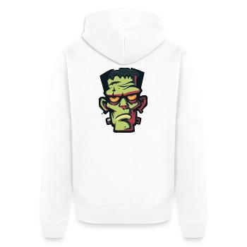 Halloween Zombie Head Drawing - Unisex Premium Organic Zip Hoodie - white - Back - Thijin (182cm)