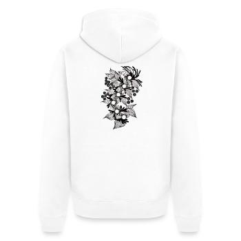 Spirale de fleurs noires et blanches - Veste à capuche bio Premium Unisexe - blanc - Dos - Thijin (182cm)