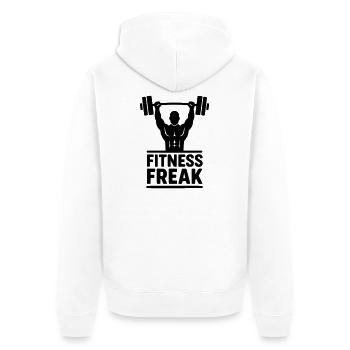 Fitness Freak Silhouette - Unisex Premium Organic Zip Hoodie - white - Back - Thijin (182cm)