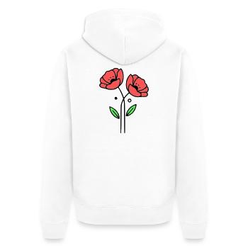 Poppy-Poppies-Minimalist-Line-Art-5 - Unisex Premium Organic Zip Hoodie - white - Back - Thijin (182cm)