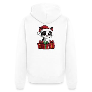 Katze Weihnachten Geschenke - Unisex Premium Bio Zip Hoodie - Weiß - Hinten - Thijin (182cm)