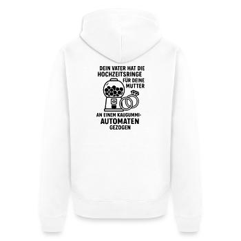 dein vater witz hochzeitsringe kaugummi automat - Unisex Premium Bio Zip Hoodie - Weiß - Hinten - Thijin (182cm)
