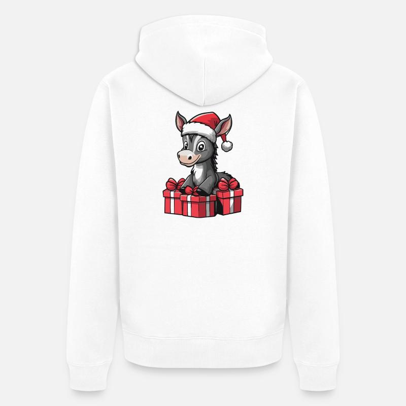 Cadeaux de Noël pour l’âne - Veste à capuche bio Premium Unisexe - blanc