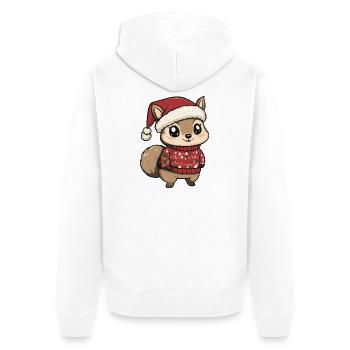 Squirrel Christmas Xmas - Unisex Premium Organic Zip Hoodie - white - Back - Thijin (182cm)