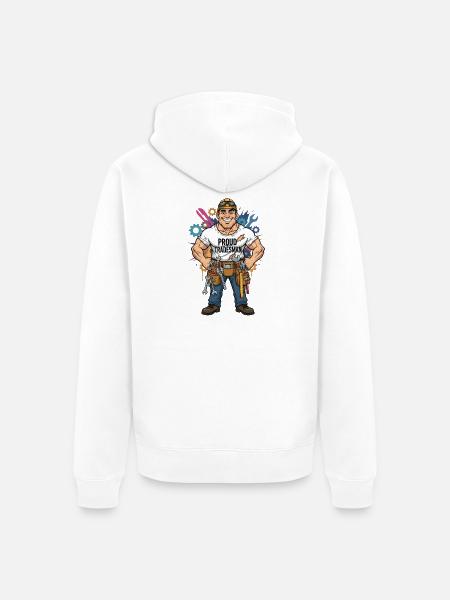 Stolzer Handwerker Comicstil Handwerk Beruf Design - Unisex Premium Bio Zip Hoodie - Weiß