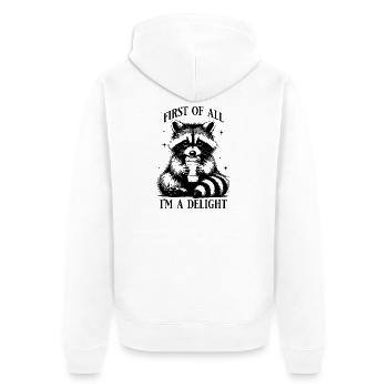Tout d'abord, je suis un adorable raton laveur, un vrai panda poubelle. - Veste à capuche bio Premium Unisexe - blanc - Dos - Thijin (182cm)