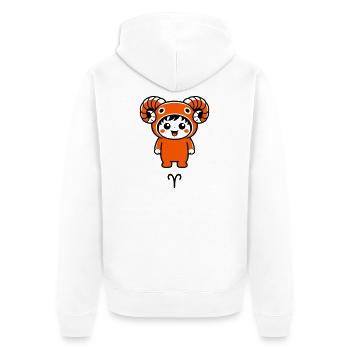 Signe du zodiaque Bélier dans le style kawaii - Veste à capuche bio Premium Unisexe - blanc - Dos - Thijin (182cm)