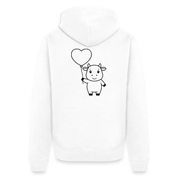 Süße Kuh Herz Ballon Liebe Outline - Unisex Premium Bio Zip Hoodie - Weiß - Hinten - Thijin (182cm)