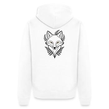 Fox Head Fern Leaves Tattoo - Unisex Premium Organic Zip Hoodie - white - Back - Thijin (182cm)
