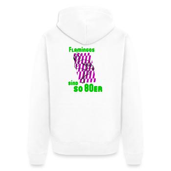 Flamingos 80er - Unisex Premium Bio Zip Hoodie - Weiß - Hinten - Thijin (182cm)