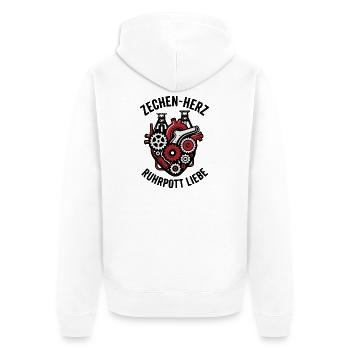 Zechen Herz, T-shirt Ruhrpott, Sweat à capuche, Sac, Tasse - Veste à capuche bio Premium Unisexe - blanc - Dos - Thijin (182cm)