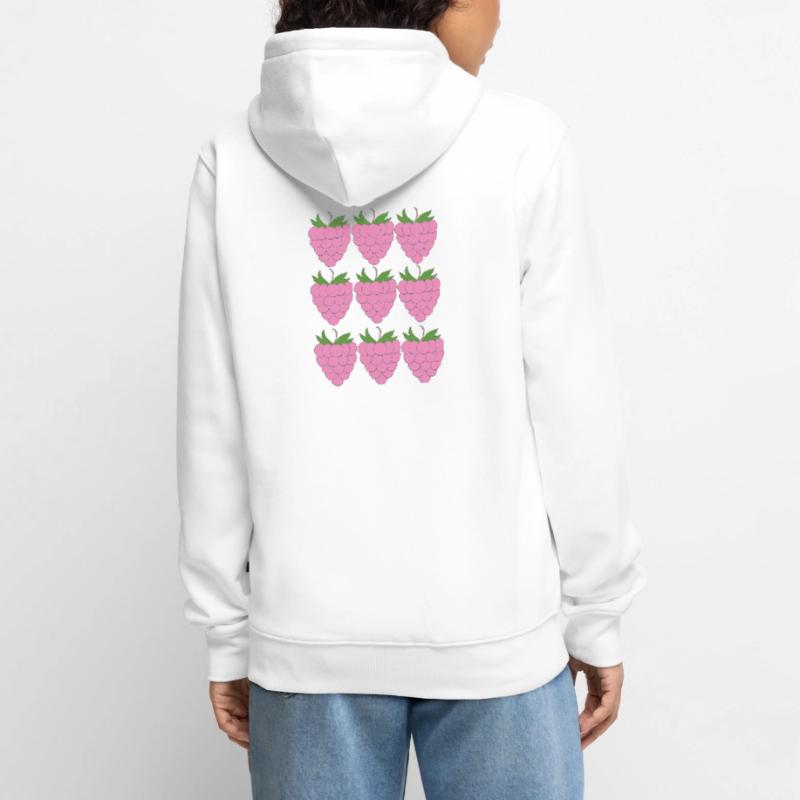 Raspberry Grid Pattern Unisex Premium Organic Zip Hoodie