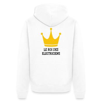 Le Roi des Électriciens : Maître de la Tension - Veste à capuche bio Premium Unisexe - blanc - Dos - Thijin (182cm)