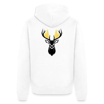 Silhouette de la forêt de tête de cerf - Veste à capuche bio Premium Unisexe - blanc - Dos - Thijin (182cm)