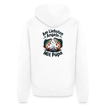 Angeln Mit Papa – Vater & Fische - Unisex Premium Bio Zip Hoodie - Weiß - Hinten - Thijin (182cm)