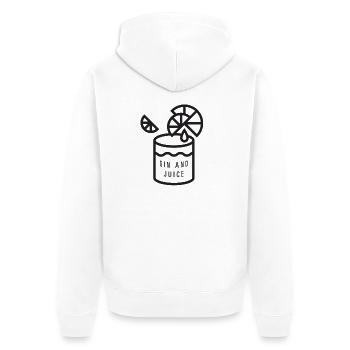 Gin und Saft - Unisex Premium Bio Zip Hoodie - Weiß - Hinten - Thijin (182cm)