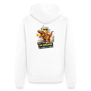 Betrunkener T-Rex-Fahrer-Zeichentrickfilm - Unisex Premium Bio Zip Hoodie - Weiß - Hinten - Thijin (182cm)
