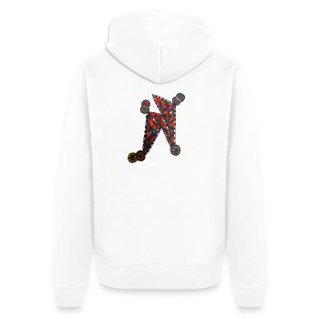 Geometrisches Farb-N-Muster - Martina Eßer - Unisex Premium Bio Zip Hoodie - Weiß - Hinten - Thijin (182cm)