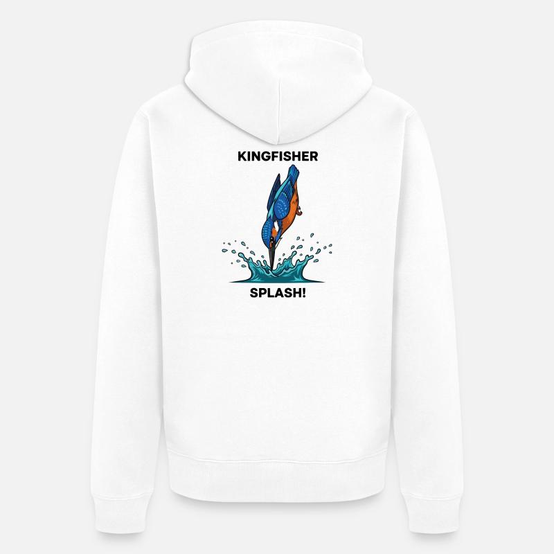 Martin-pêcheur Splash Kingfisher Rivière - Veste à capuche bio Premium Unisexe - blanc