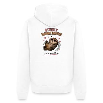 Otterly Unbothered Not My Problem - Unisex Premium Organic Zip Hoodie - white - Back - Thijin (182cm)