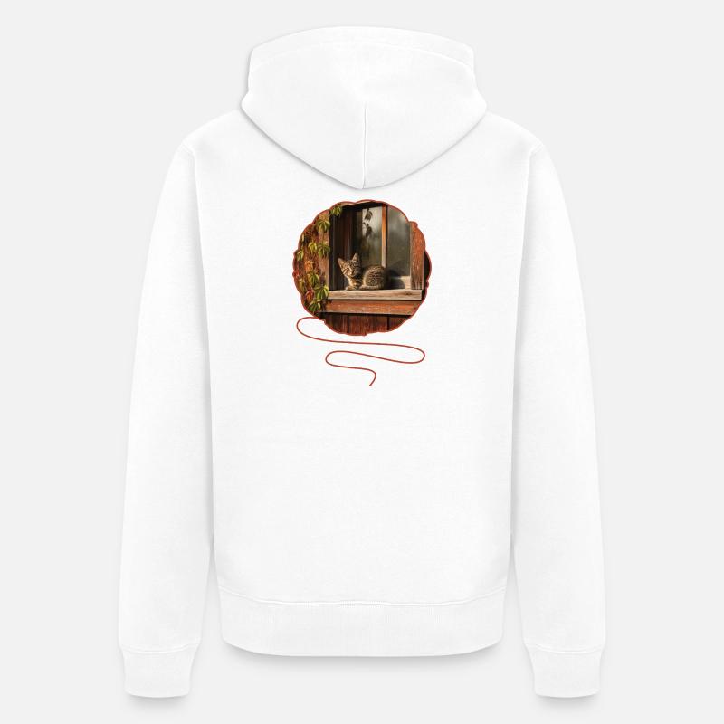 Design de t-shirt « Chat » - Veste à capuche bio Premium Unisexe - blanc