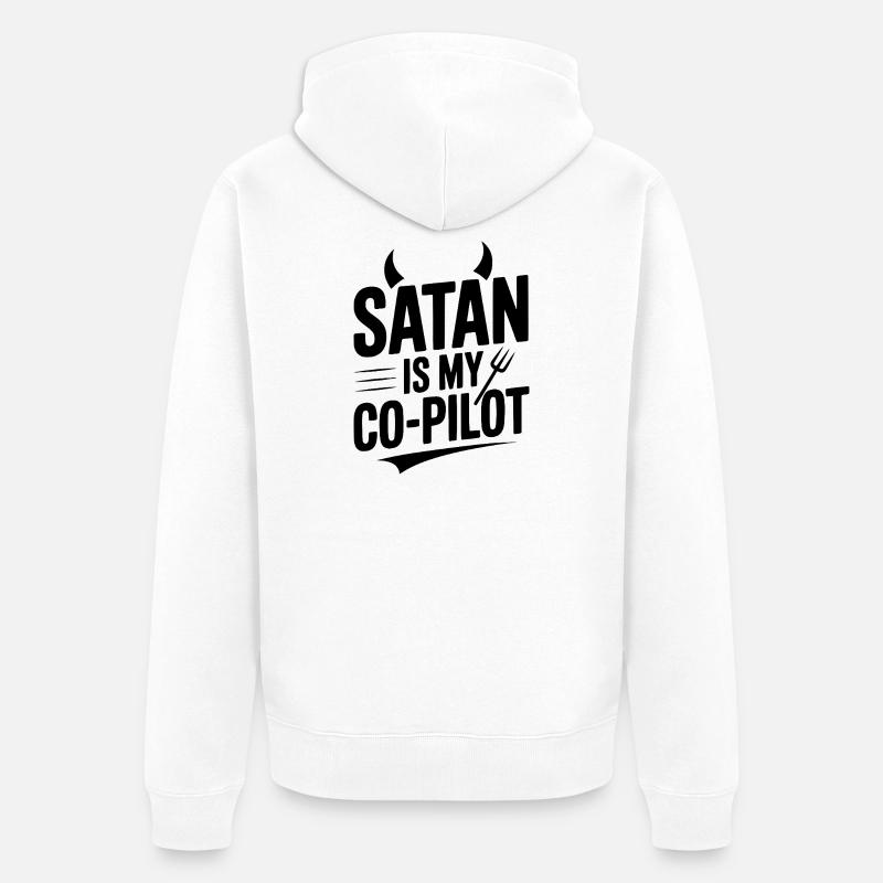 Satan est mon copilote - Veste à capuche bio Premium Unisexe - blanc