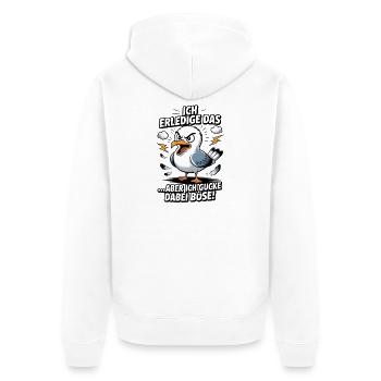 Ich mach das aber ich gucke dabei böse Möwe - Unisex Premium Bio Zip Hoodie - Weiß - Hinten - Thijin (182cm)