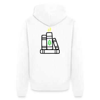 Stack of Books Tree Nature Reading Book Club Forest - Unisex Premium Organic Zip Hoodie - white - Back - Thijin (182cm)