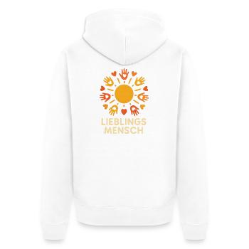 Lieblings Mensch Sonnenkreis Motiv - Unisex Premium Bio Zip Hoodie - Weiß - Hinten - Thijin (182cm)