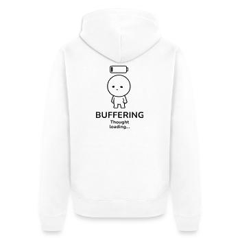 Buffering – Thought Loading | Overthinker Mood - Unisex Premium Bio Zip Hoodie - Weiß - Hinten - Thijin (182cm)
