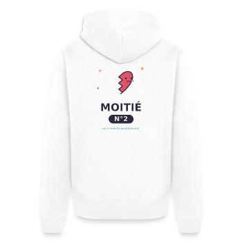 Moitié Nº2 Cœur Esquissé Rigolo - Veste à capuche bio Premium Unisexe - blanc - Dos - Thijin (182cm)