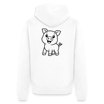 Happy piggy animal motif - Unisex Premium Organic Zip Hoodie - white - Back - Thijin (182cm)