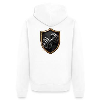 Schild der Kraft Hantel-Logo - Unisex Premium Bio Zip Hoodie - Weiß - Hinten - Thijin (182cm)