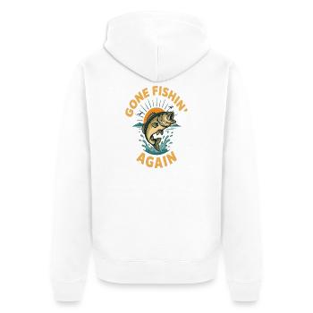 Gone Fishin Again Bass - Unisex Premium Organic Zip Hoodie - white - Back - Thijin (182cm)