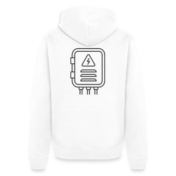 Elektrischer Verteilerverteiler - Unisex Premium Bio Zip Hoodie - Weiß - Hinten - Thijin (182cm)
